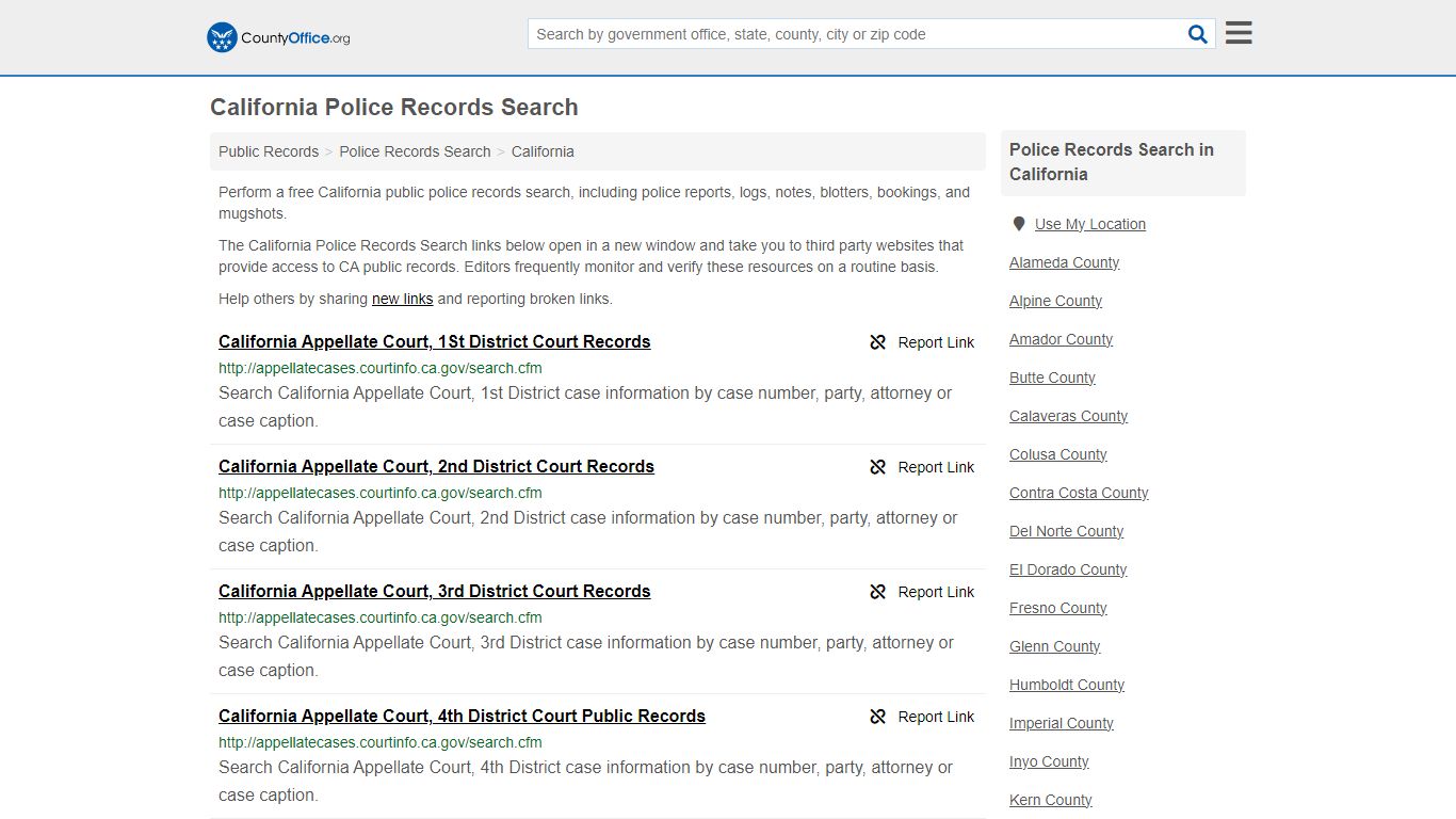 California Police Records Search - County Office