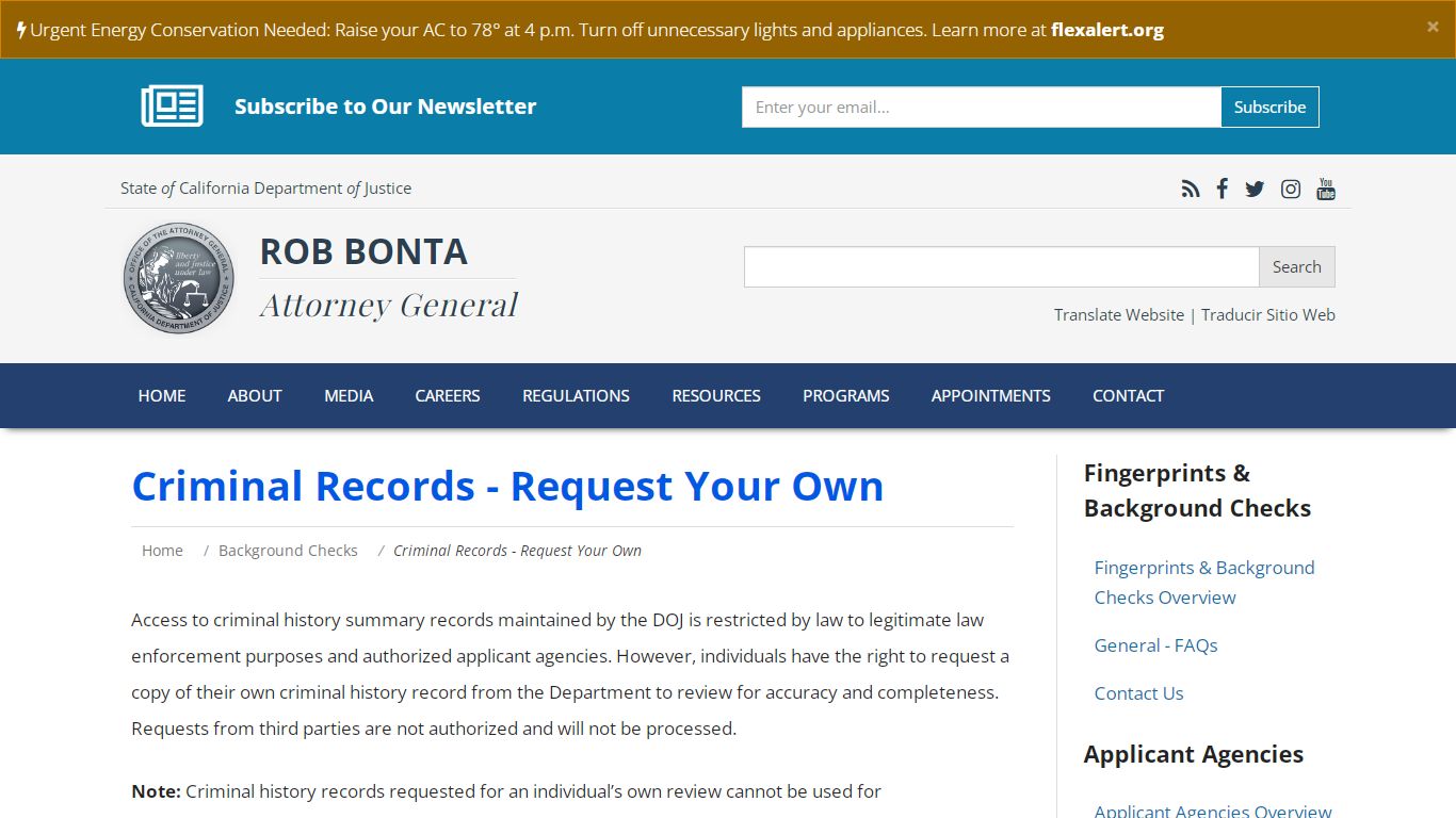 Criminal Records - Request Your Own | State of California - Department ...